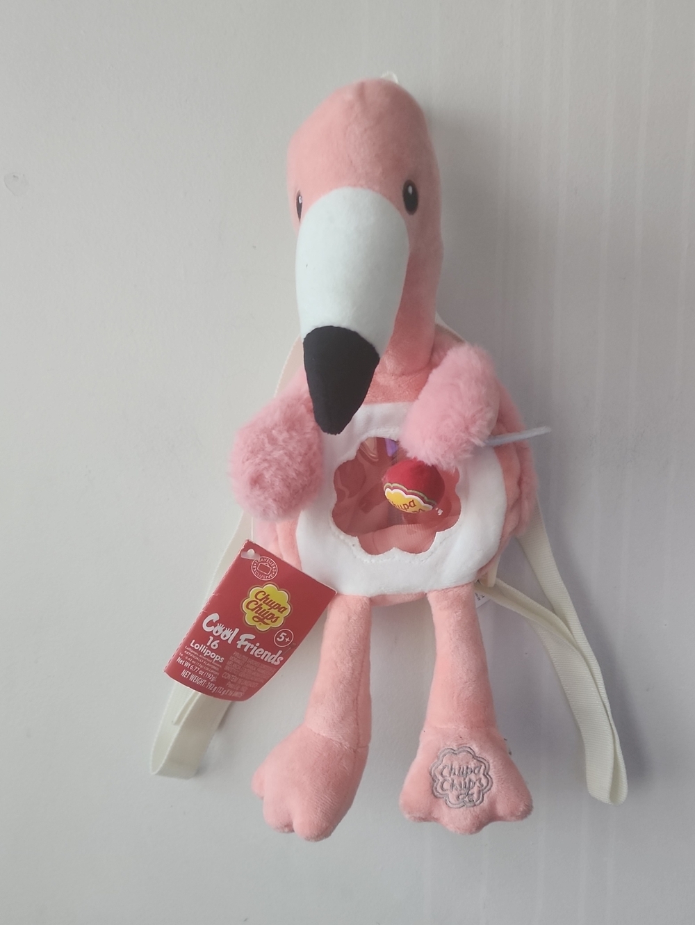 Pink Flamingo Plush Pet Toy Backpack